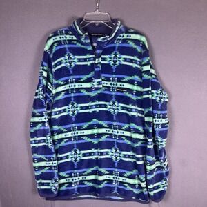 Southern Marsh Harbuck Fleece 1/4 Zip Pullover‎ Navy/Green, Womens Medium
